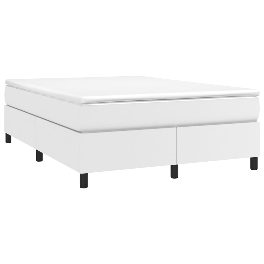 Box spring bed with mattress white 140x200 cm artificial leather