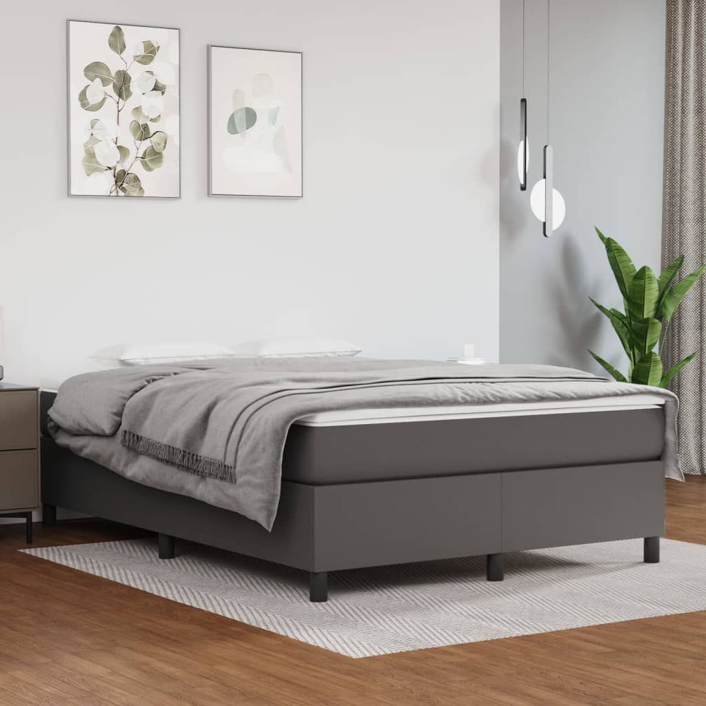 Box spring bed with mattress grey 140x200 cm artificial leather