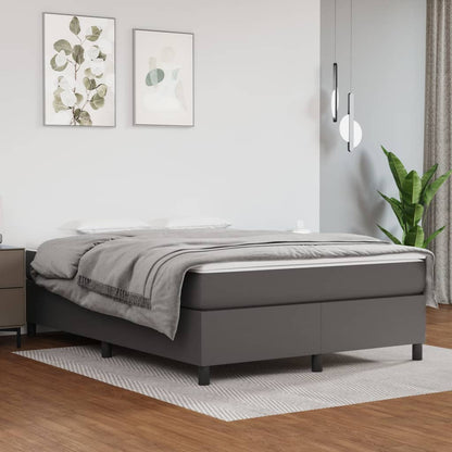 Box spring bed with mattress grey 140x200 cm artificial leather