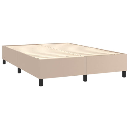 Box spring bed mattress cappuccino brown 140x200cm artificial leather