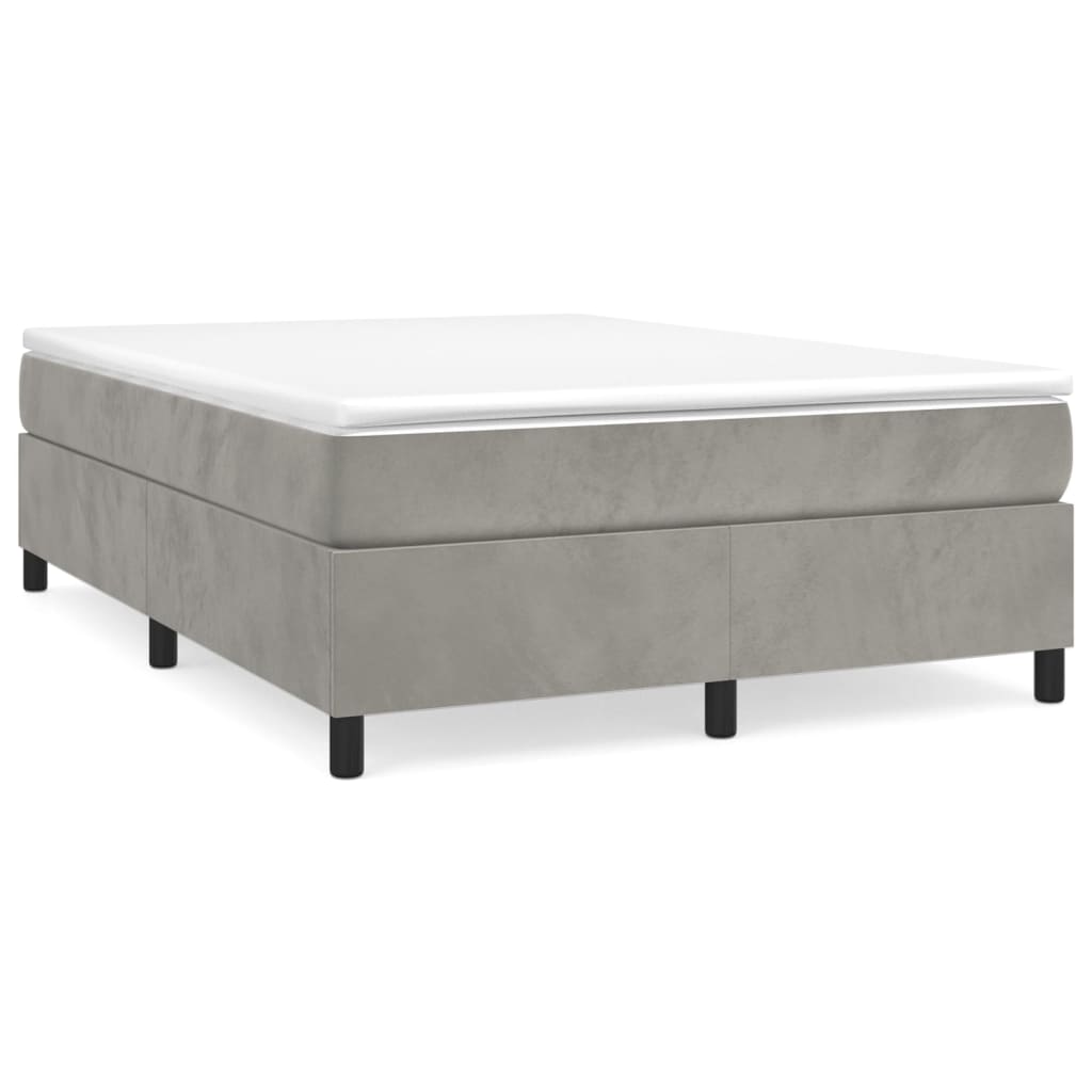 Box spring bed with mattress light grey 140x200 cm velvet