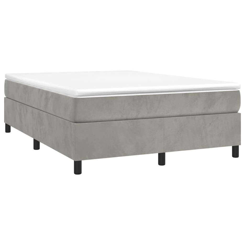 Box spring bed with mattress light grey 140x200 cm velvet