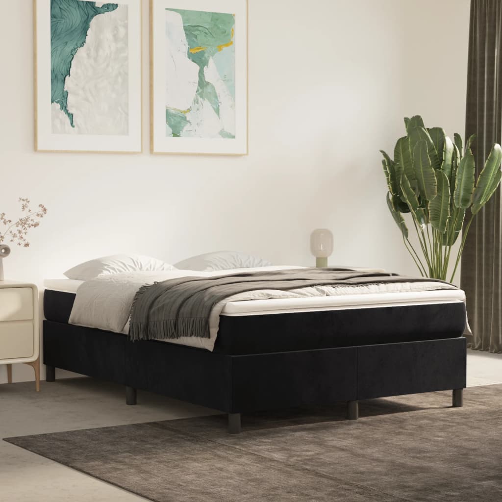 Box spring bed with mattress black 140x200 cm velvet