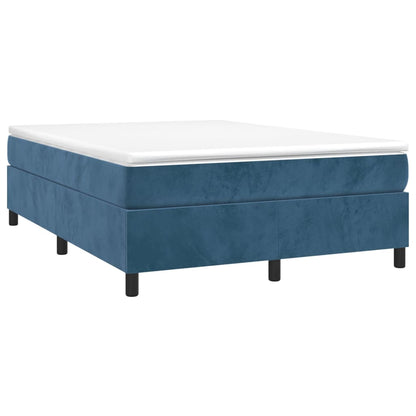 Box spring bed with mattress dark blue 140x200 cm velvet