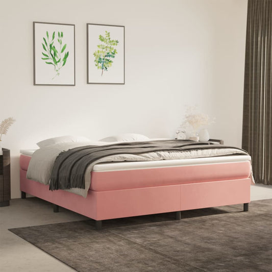 Box spring bed with mattress pink 160x200 cm velvet