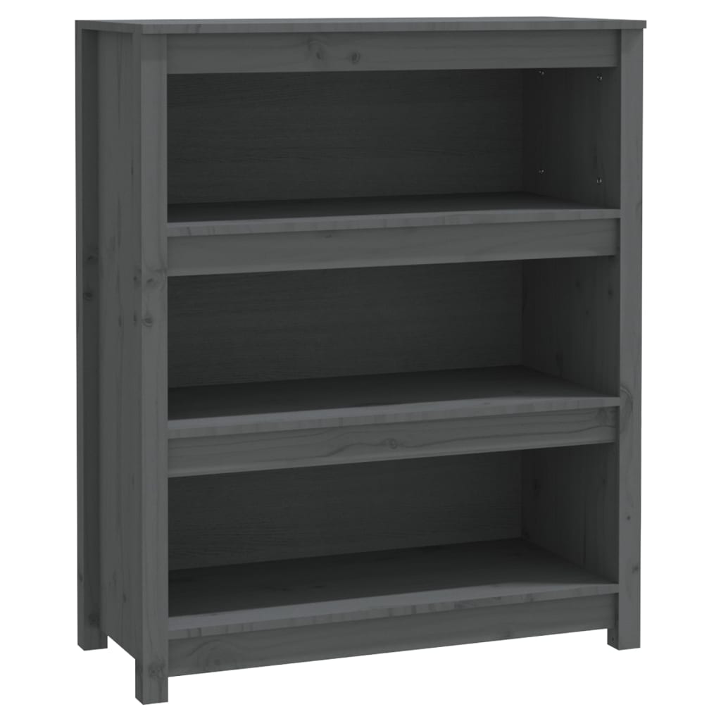 Bookcase grey 80x35x97 cm solid pine