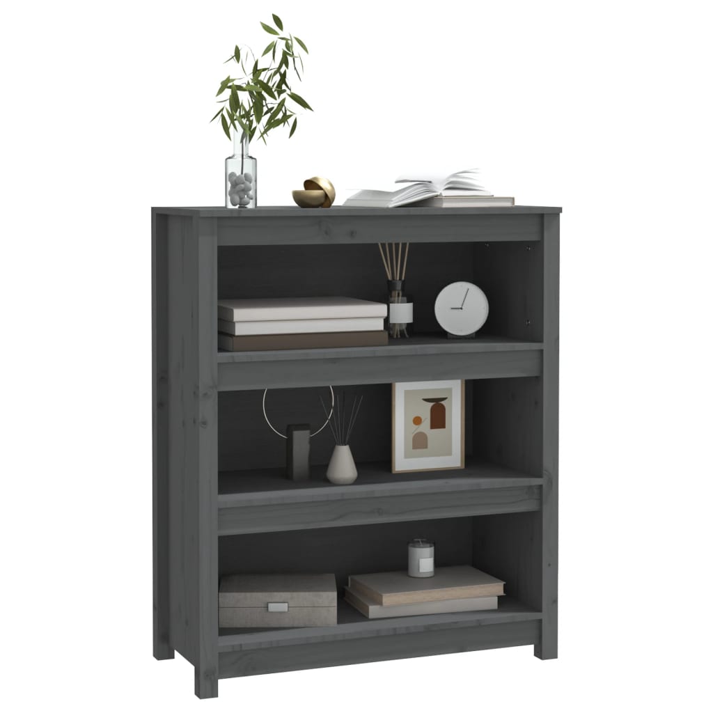 Bookcase grey 80x35x97 cm solid pine