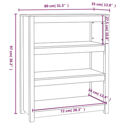 Bookcase grey 80x35x97 cm solid pine
