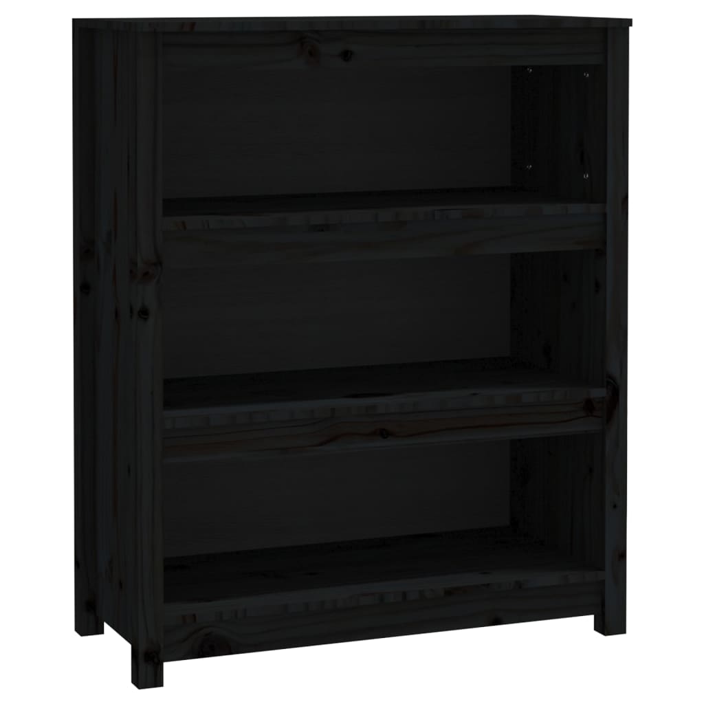 Bookcase Black 80x35x97 cm Solid Pine