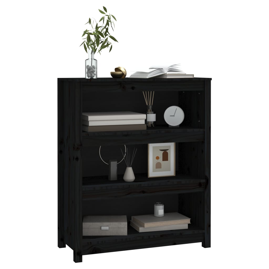 Bookcase Black 80x35x97 cm Solid Pine
