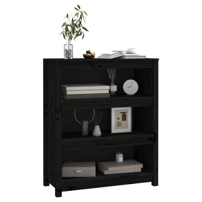 Bookcase Black 80x35x97 cm Solid Pine