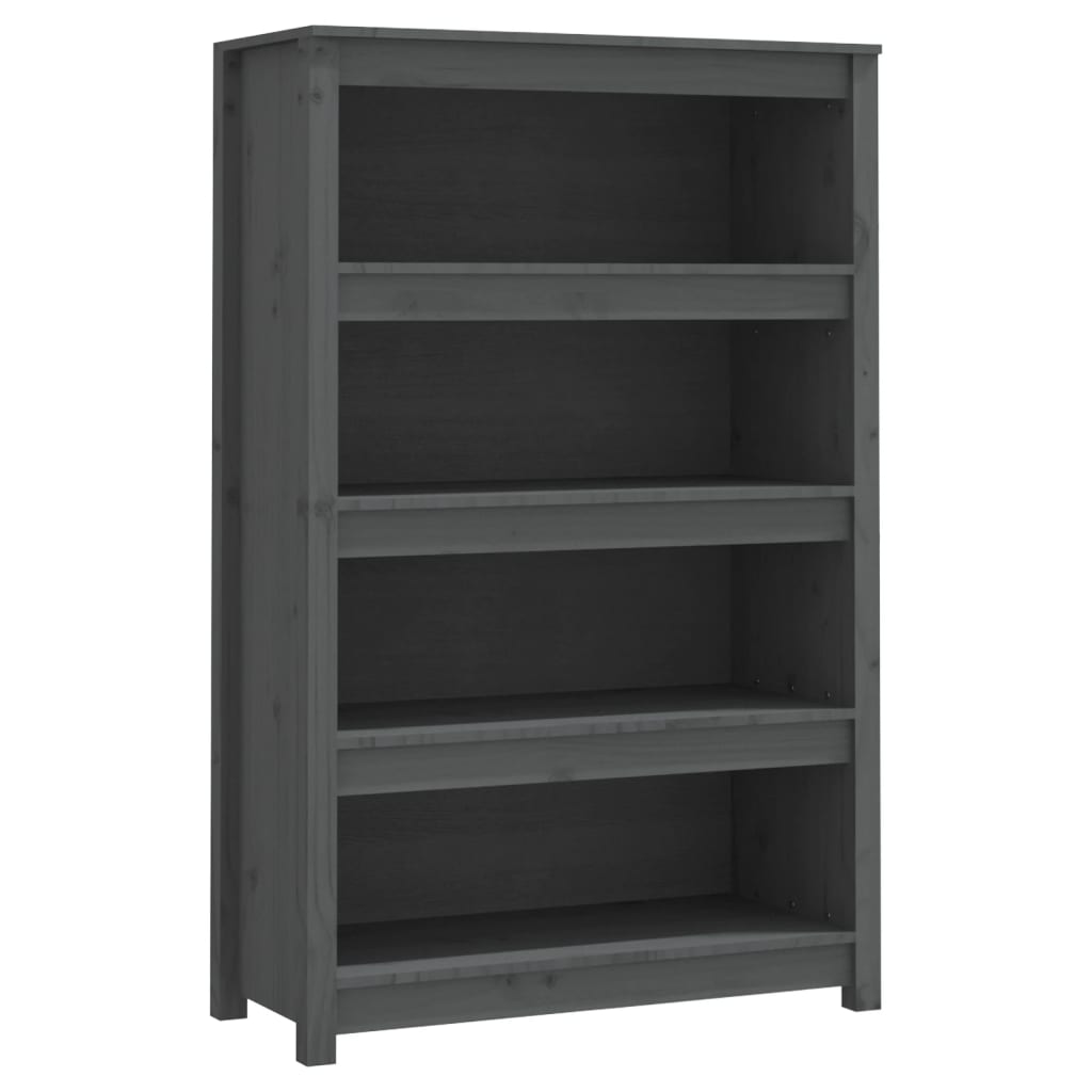 Bookcase grey 80x35x126 cm solid pine