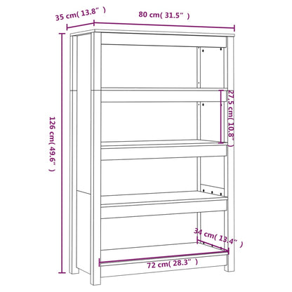 Bookcase grey 80x35x126 cm solid pine