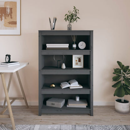 Bookcase grey 80x35x126 cm solid pine