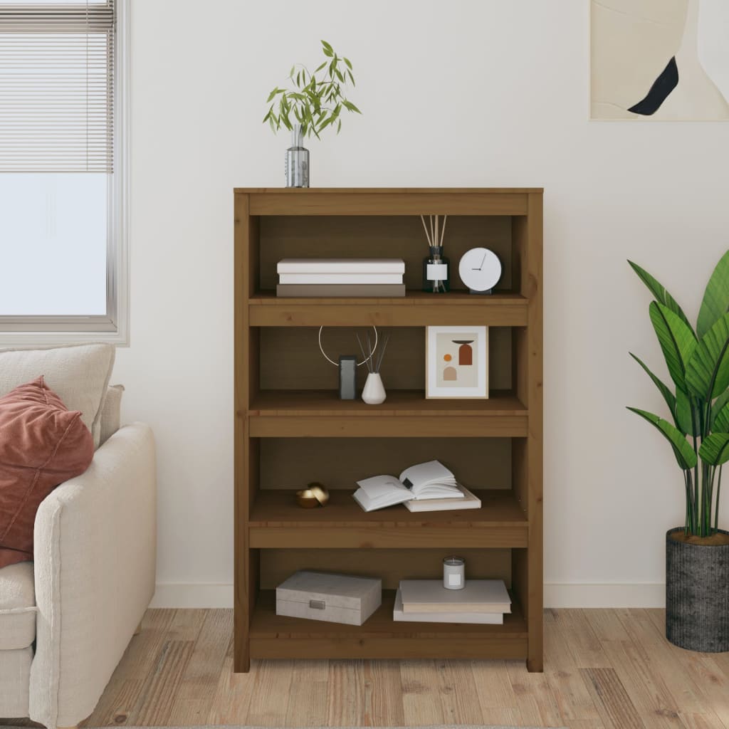 Bookcase honey brown 80x35x126 cm solid pine wood