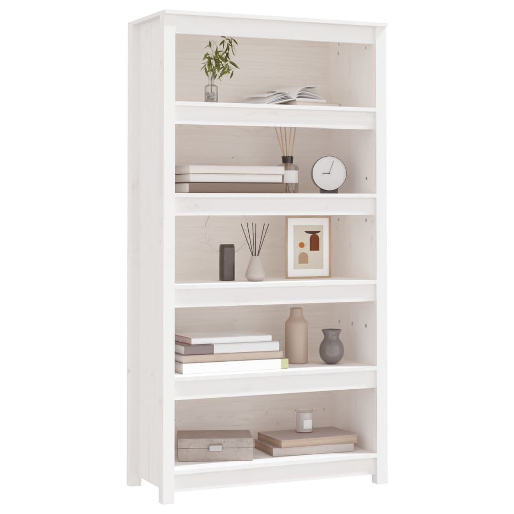 Bookcase white 80x35x154 cm solid pine