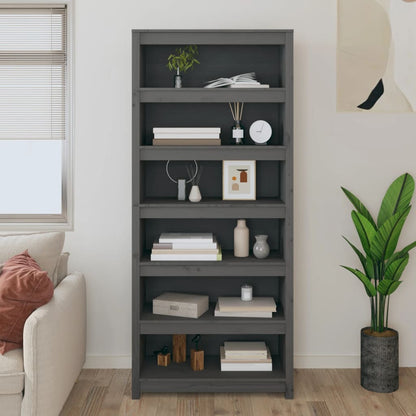 Bookcase Grey 80x35x183 cm Solid Pine