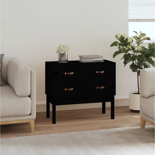 Console cabinet black 90x40x78 cm solid pine