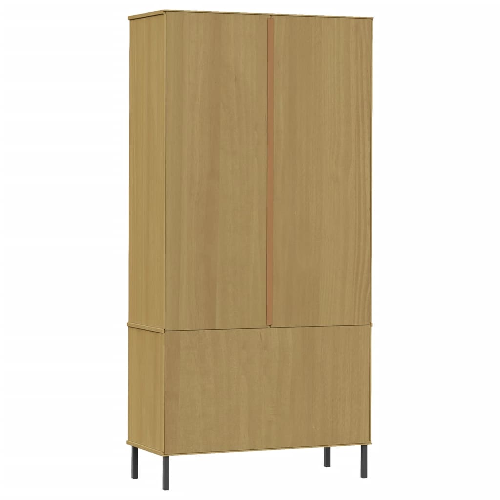 Bookcase OSLO metal legs brown 85x35x172,5 cm solid wood