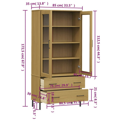 Bookcase OSLO metal legs brown 85x35x172,5 cm solid wood