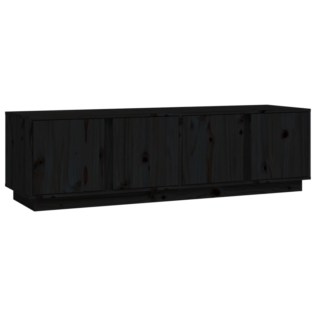 TV-Schrank Schwarz 140x40x40 cm Massivholz Kiefer