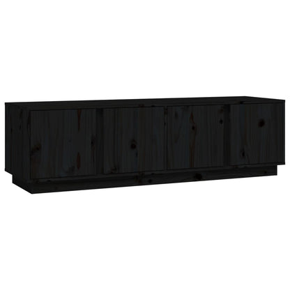 TV-Schrank Schwarz 140x40x40 cm Massivholz Kiefer