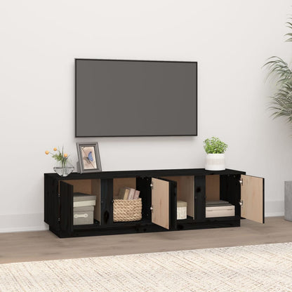 TV-Schrank Schwarz 140x40x40 cm Massivholz Kiefer