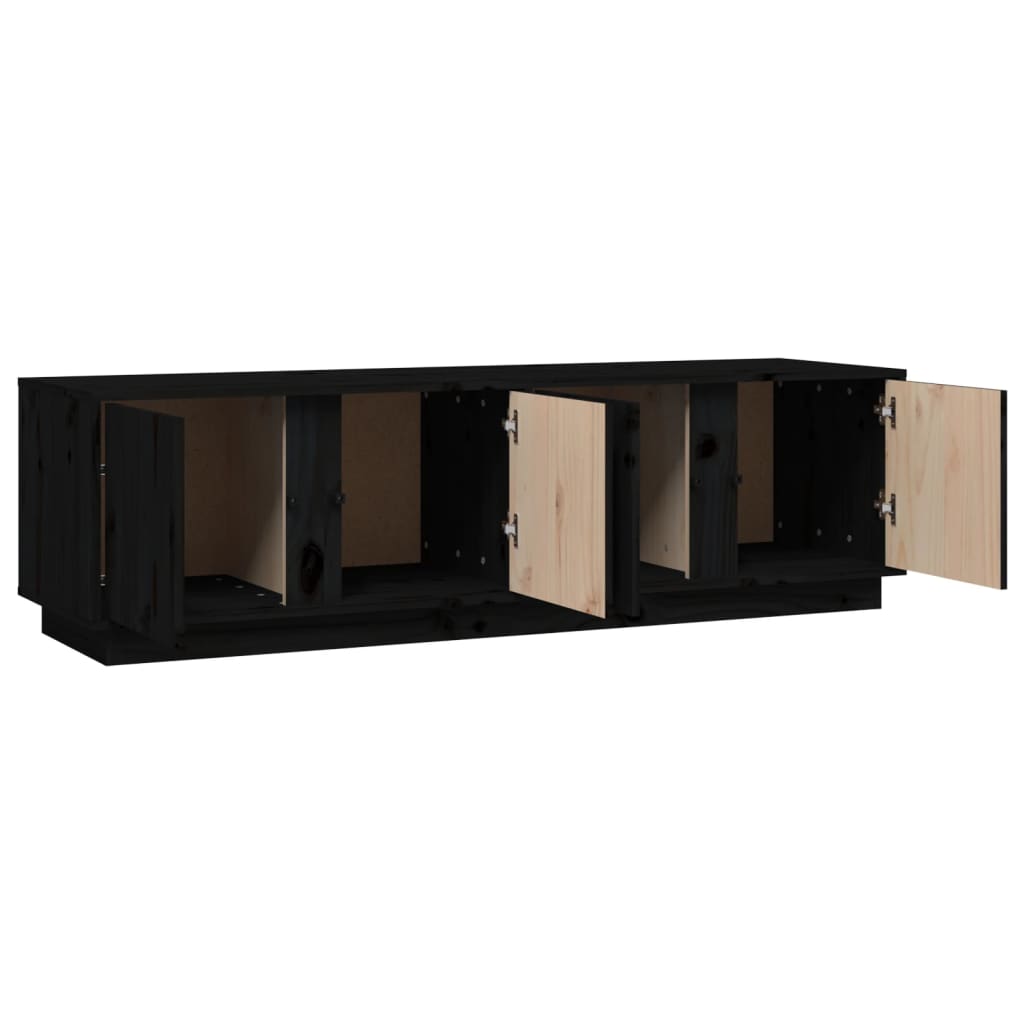 TV-Schrank Schwarz 140x40x40 cm Massivholz Kiefer