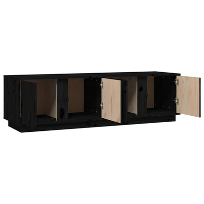 TV-Schrank Schwarz 140x40x40 cm Massivholz Kiefer
