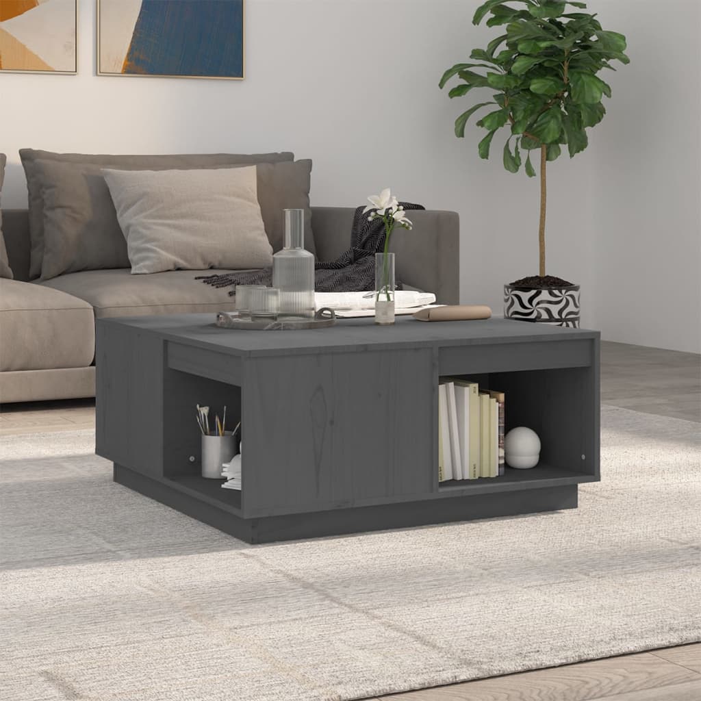 Coffee table grey 80x81x36,5 cm solid pine