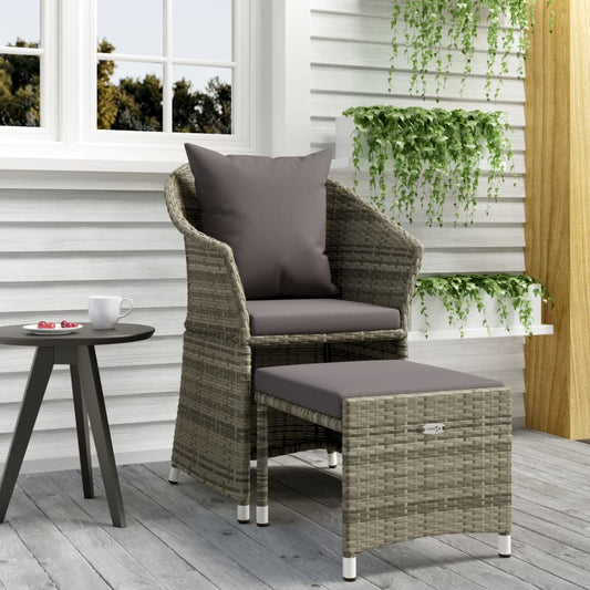 2-piece garden lounge set with cushions grey poly rattan