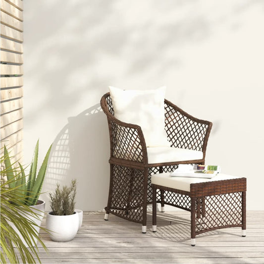 2-piece garden lounge set with cushions brown poly rattan