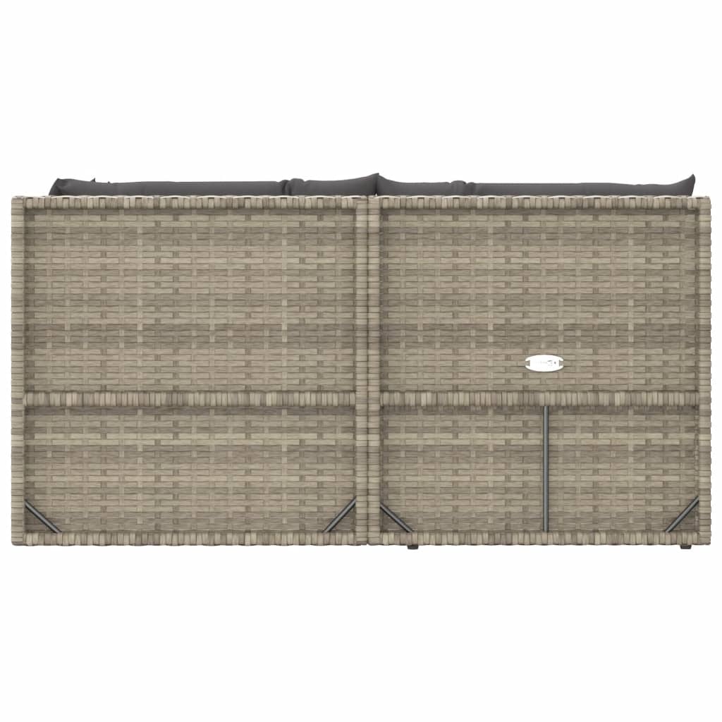 5-tlg. Garten-Lounge-Set mit Kissen Grau Poly Rattan
