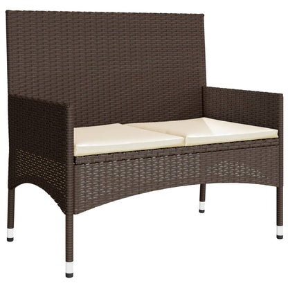 4-tlg. Garten-Lounge-Set mit Kissen Braun Poly Rattan