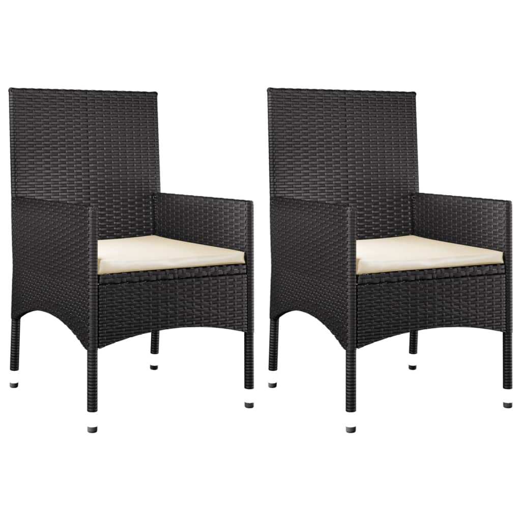 4-piece garden lounge set with cushions black poly rattan