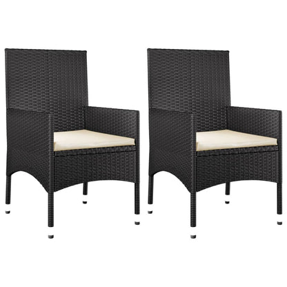 4-piece garden lounge set with cushions black poly rattan