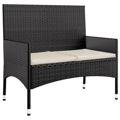 4-piece garden lounge set with cushions black poly rattan