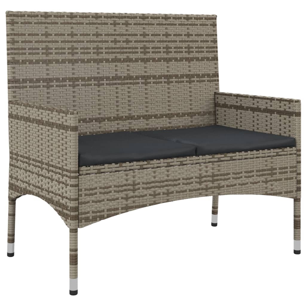4-piece garden lounge set with cushions grey poly rattan