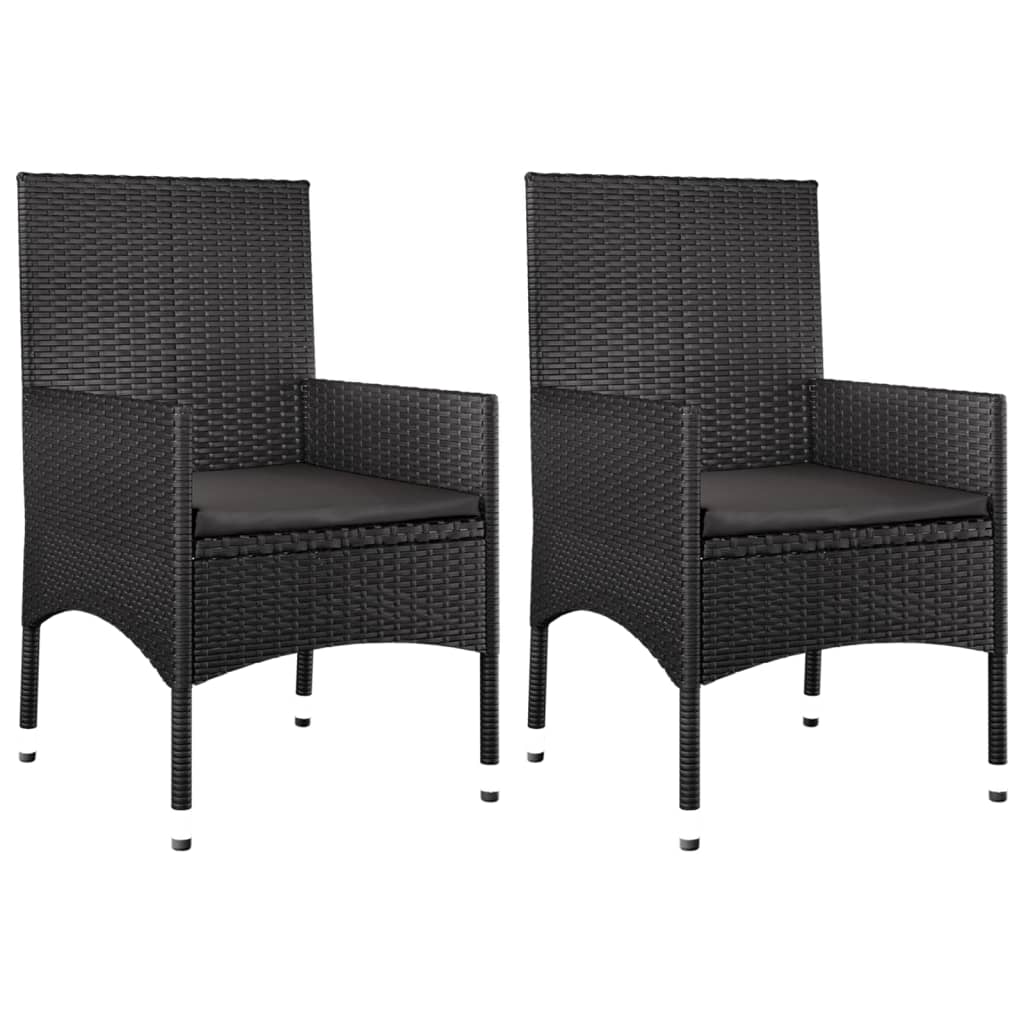 4-piece garden lounge set with cushions black poly rattan