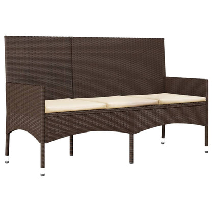 4-piece garden lounge set with cushions brown poly rattan