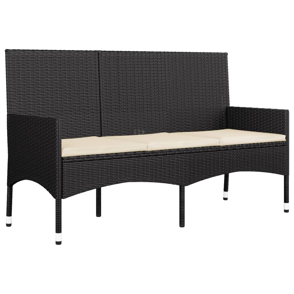 4-piece garden lounge set with cushions black poly rattan