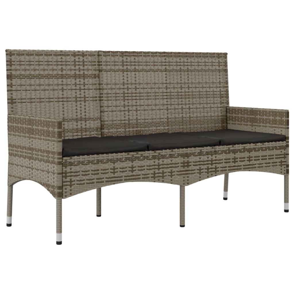 4-piece garden lounge set with cushions grey poly rattan