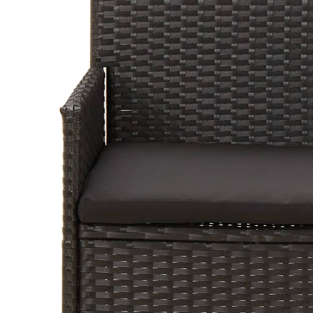 4-piece garden lounge set with cushions black poly rattan