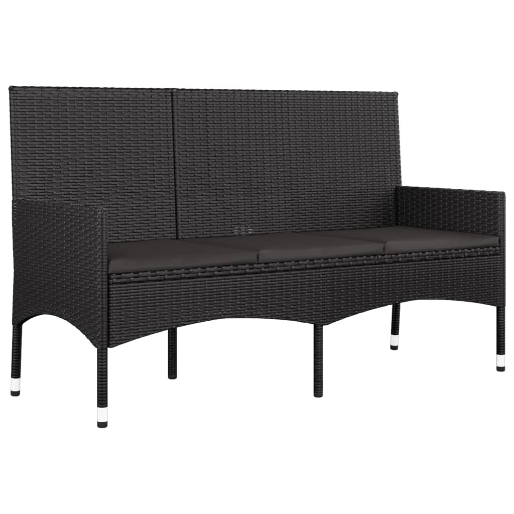 4-piece garden lounge set with cushions black poly rattan