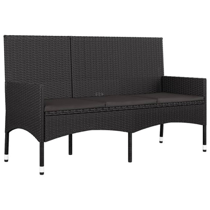 4-piece garden lounge set with cushions black poly rattan