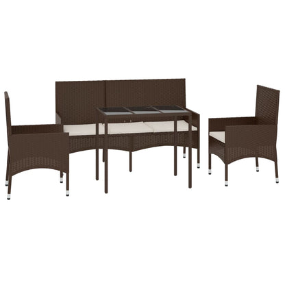4-piece garden lounge set with cushions brown poly rattan