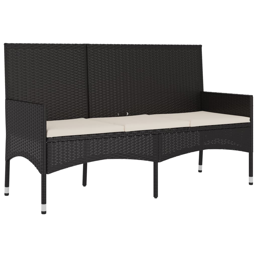 4-piece garden lounge set with cushions black poly rattan