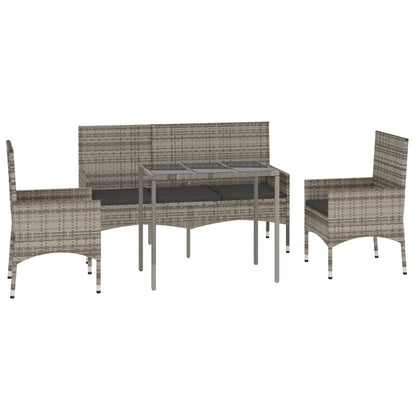 4-piece garden lounge set with cushions grey poly rattan