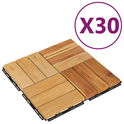 Terrace tiles 30 pcs. 30x30 cm solid teak wood