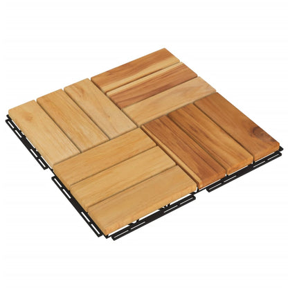Terrace tiles 30 pcs. 30x30 cm solid teak wood